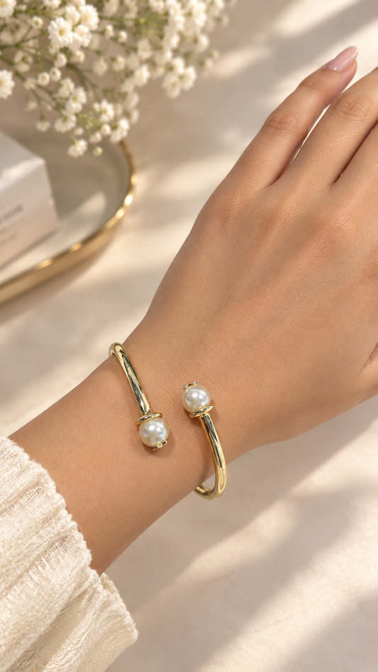 Luminous Pearl Torque Bangle