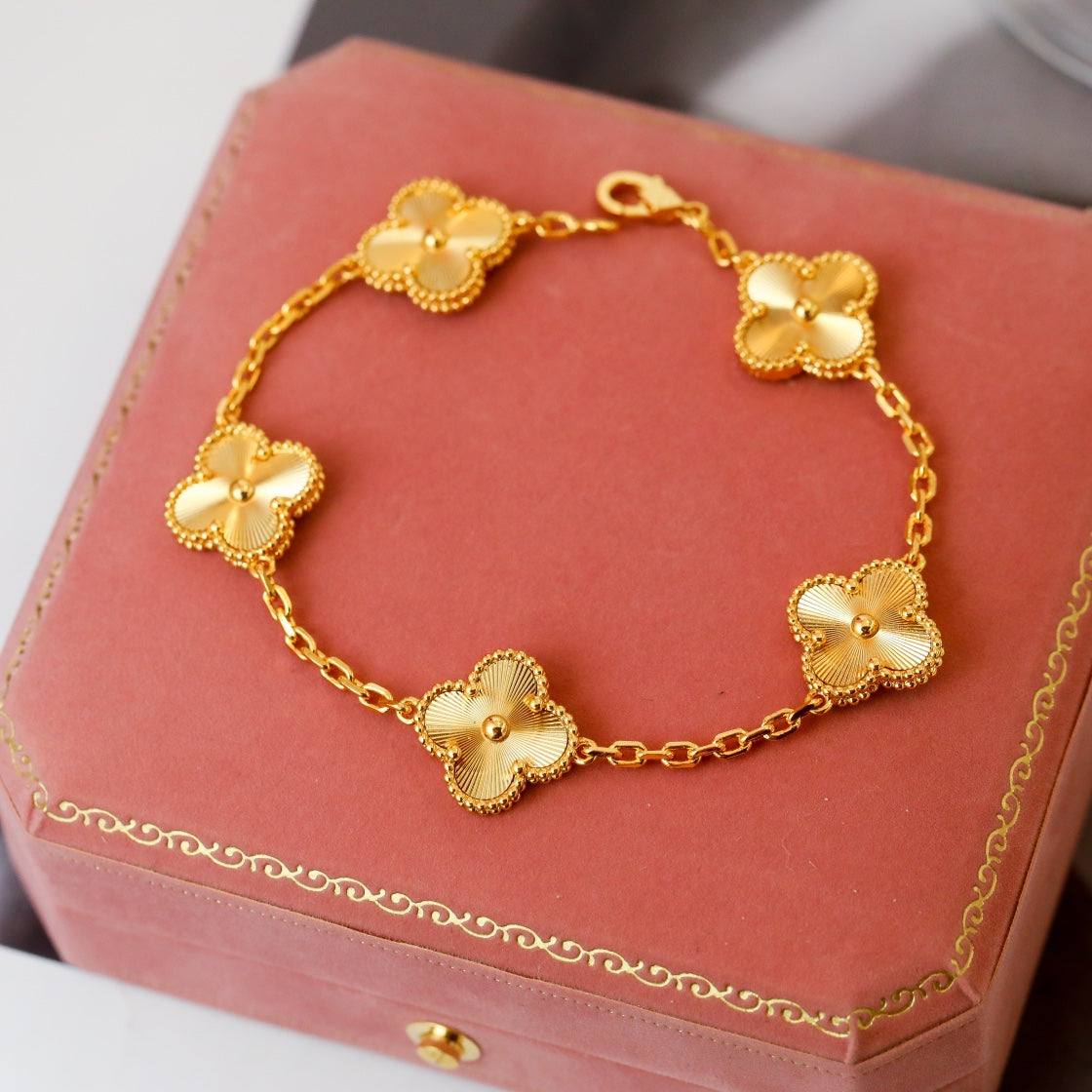 Vintage Guilloché Clover Bracelet