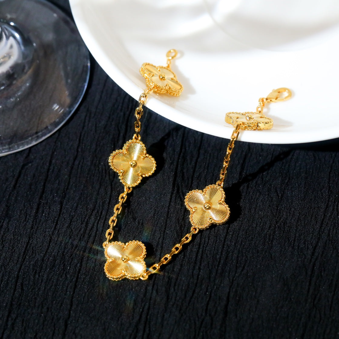 Vintage Guilloché Clover Bracelet