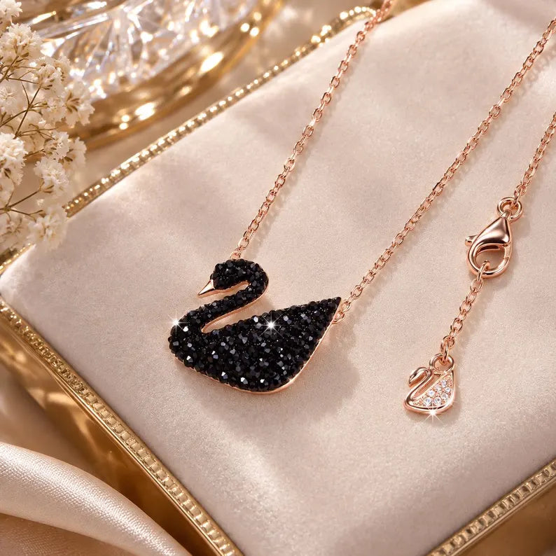 Midnight Swan Pavé Necklace