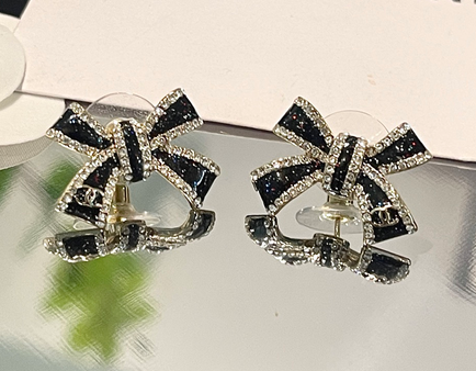 Midnight Sparkle Bow Stud Earrings